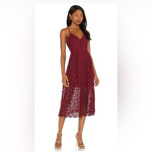 ASTR THE LABEL Lace A Line Midi Dress in Wine